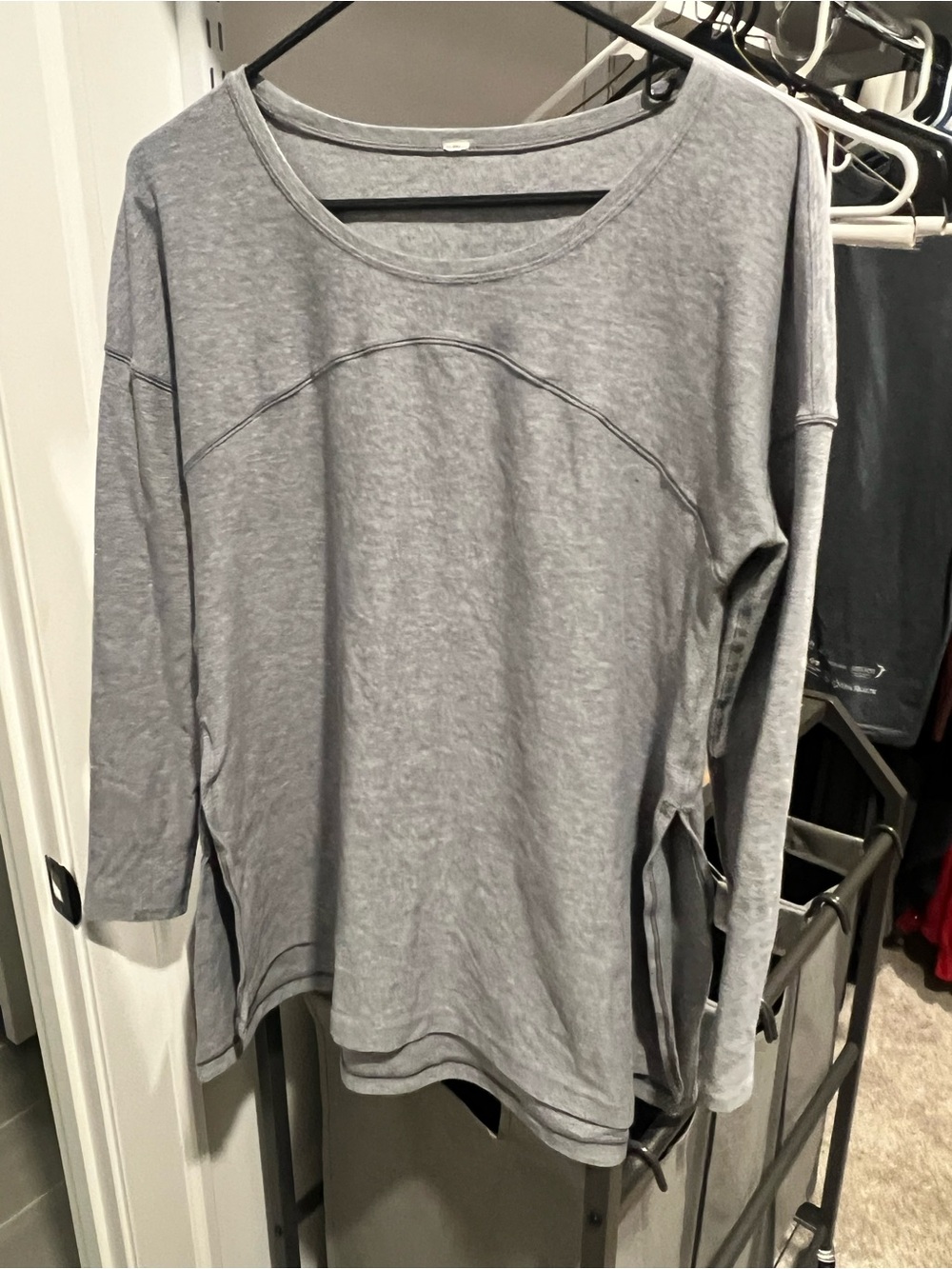 Light gray Heather Lululemon top with side slits